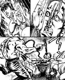 Kenshiro hitting a Spade thug