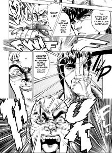 Kenshiro catching Spade's dart