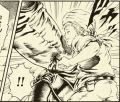 Rem stabbing Souther's leg in Strawberry-Flavored Hokuto no Ken.